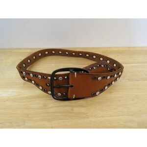 Gap 1969 Rhinestone Leather Belt Brown Brass Hardware And Eyelets Y2K M Boho